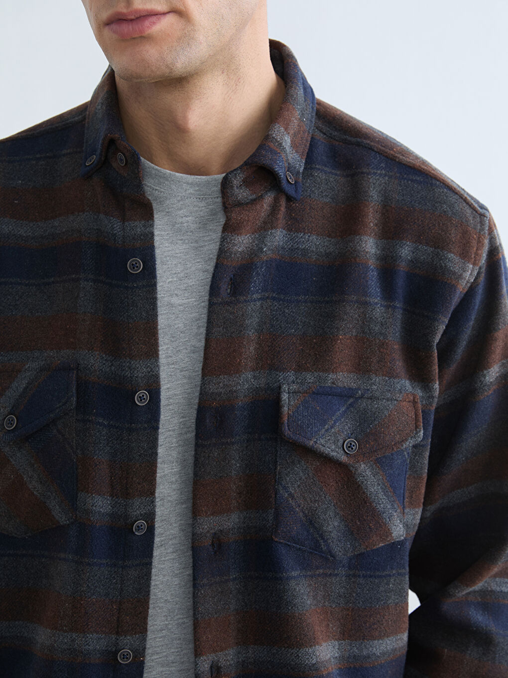 کراسی فلانێل قاوه‌یی پیاو-2