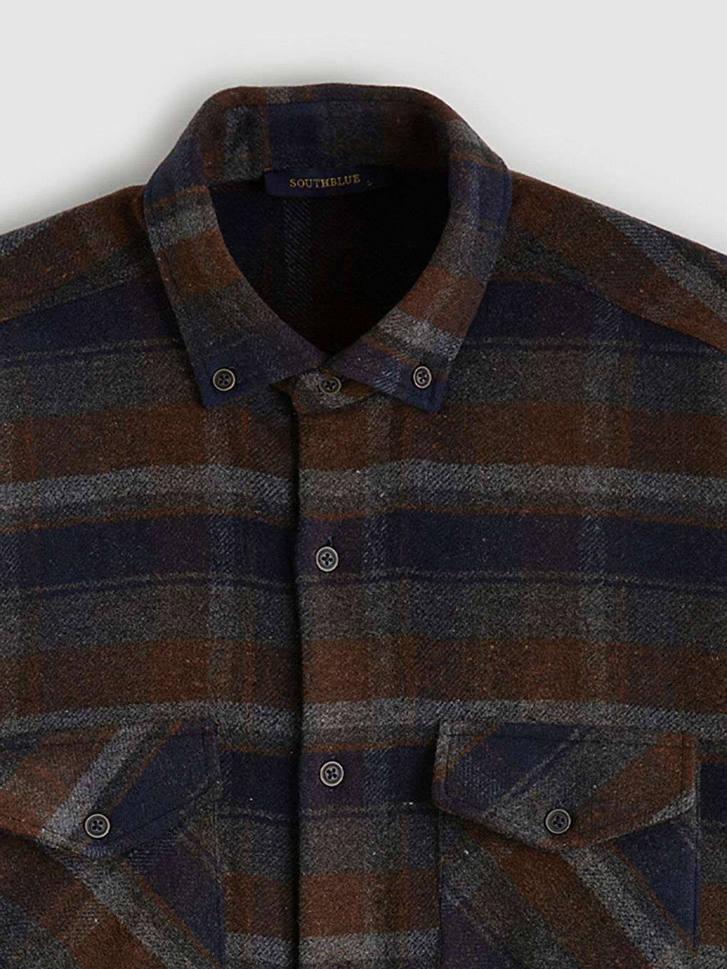 Kahverengi Regular Fit Ekose Desenli Erkek Flanel Gömlek-1