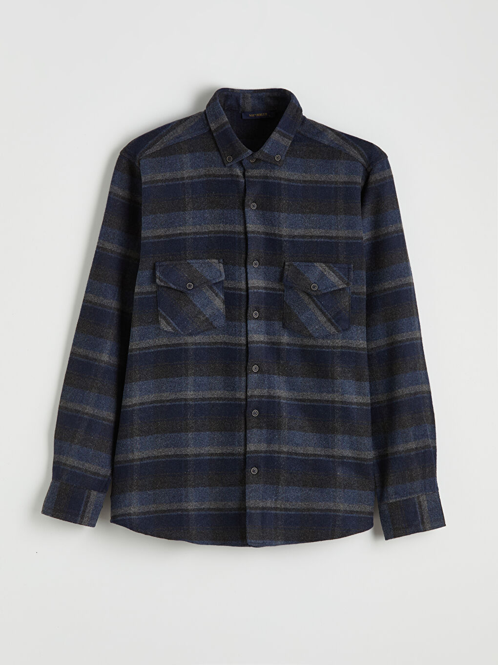 Lacivert Regular Fit Ekose Desenli Erkek Oduncu Gömlek