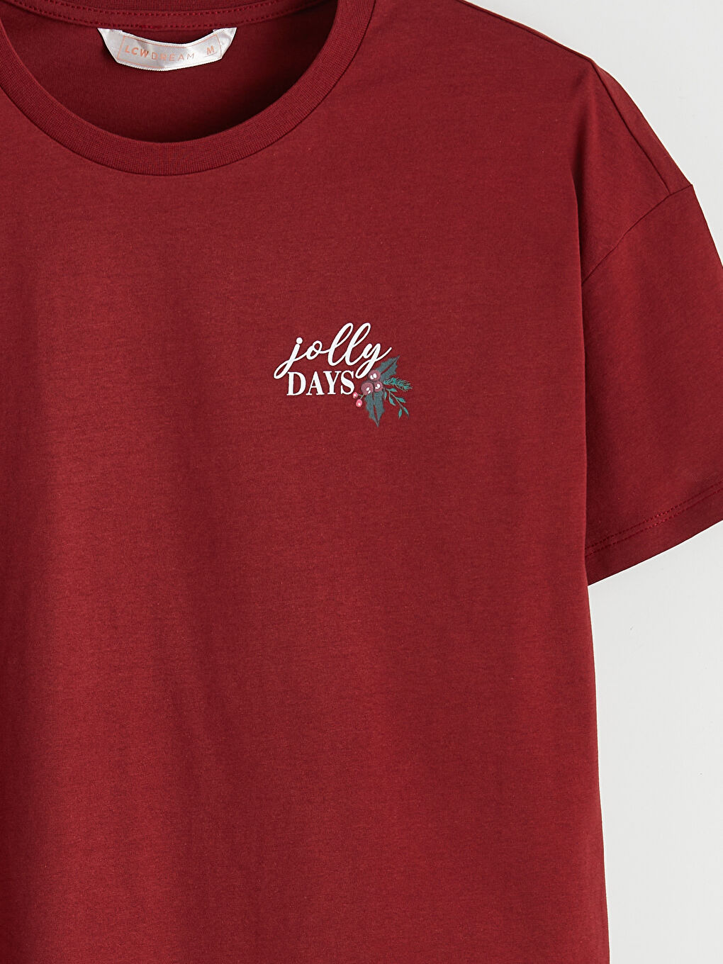 Kırmızı Bisiklet Yaka Baskılı Kadın Pijama Takım-4