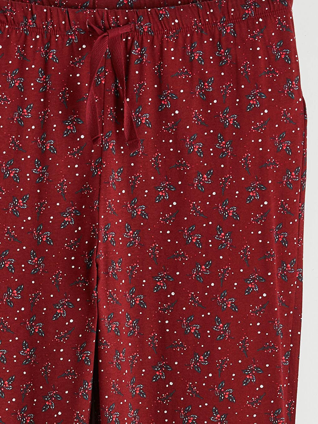 Kırmızı Bisiklet Yaka Baskılı Kadın Pijama Takım-5