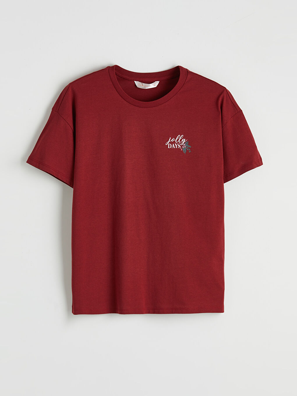 Kırmızı Bisiklet Yaka Baskılı Kadın Pijama Takım-7