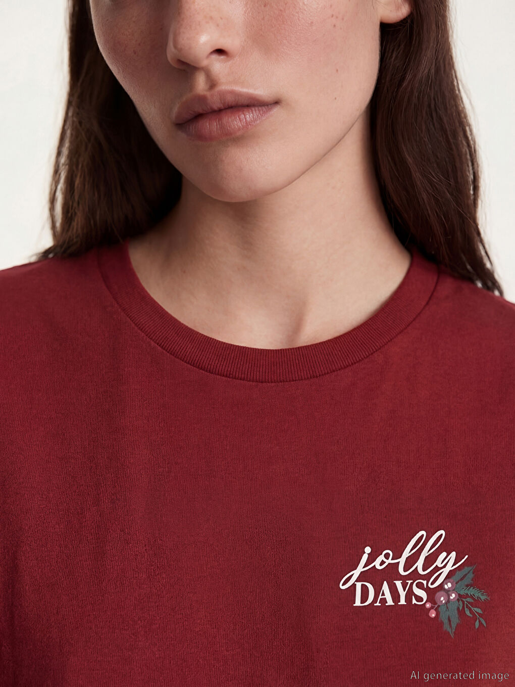 Kırmızı Bisiklet Yaka Baskılı Kadın Pijama Takım-2