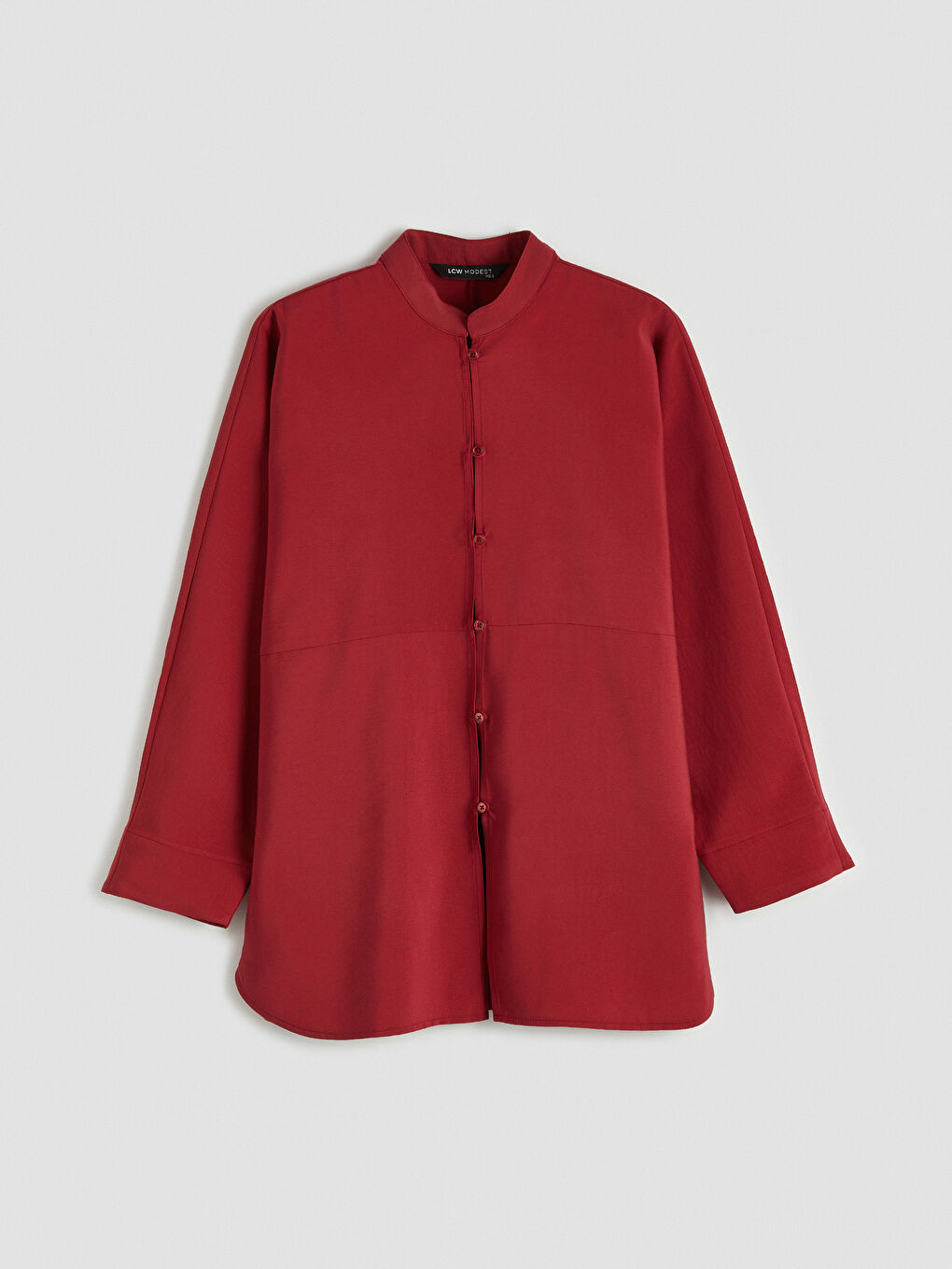 Kırmızı Hakim Yaka Oversize Kadın Gömlek Tunik-3