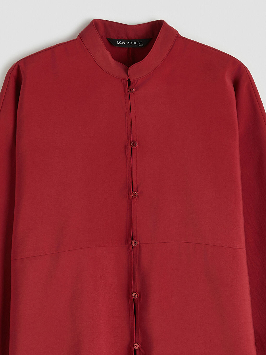 Kırmızı Hakim Yaka Oversize Kadın Gömlek Tunik-4