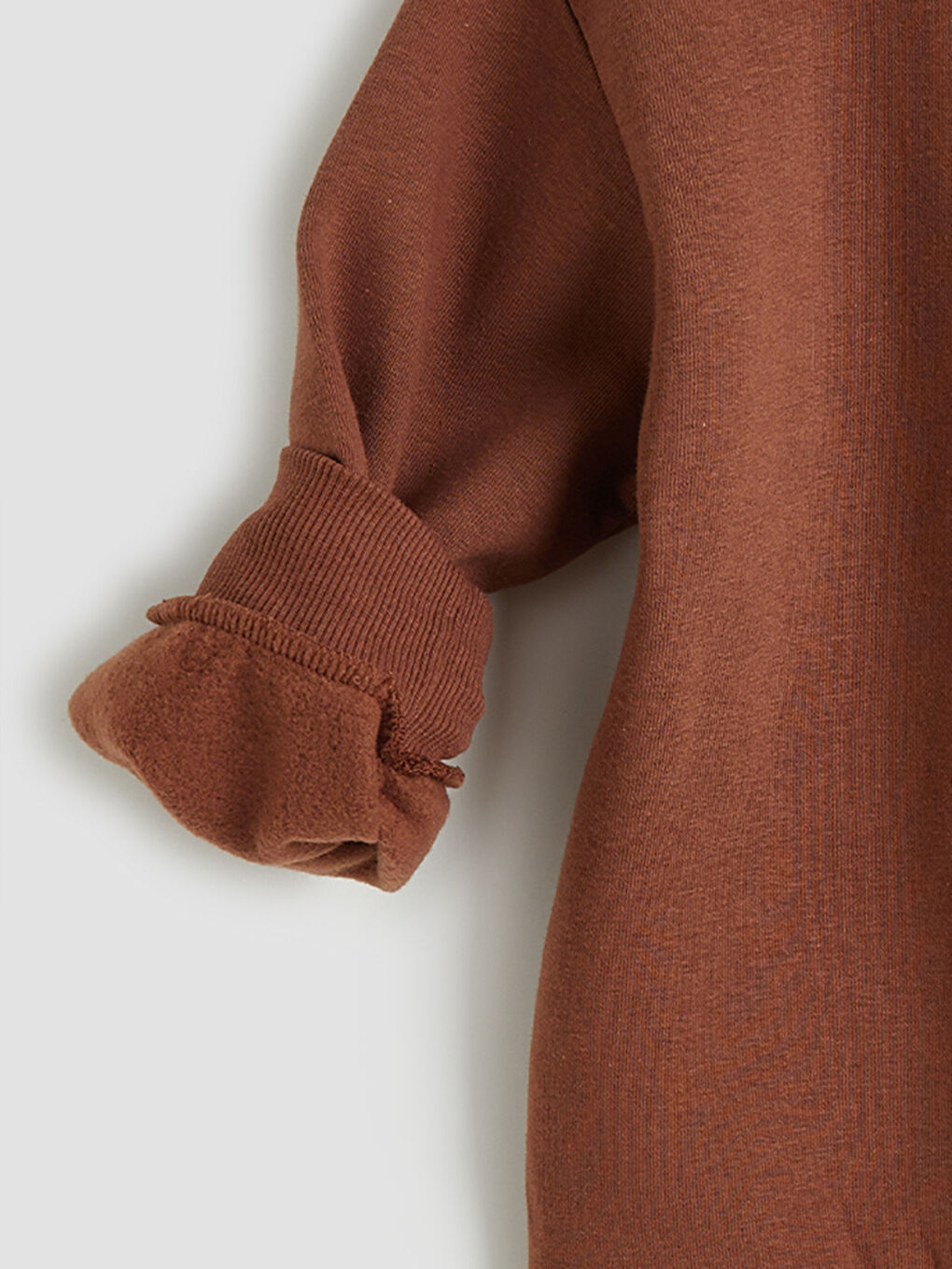 Kahverengi Baskılı Kız Çocuk Kalın Sweatshirt-2