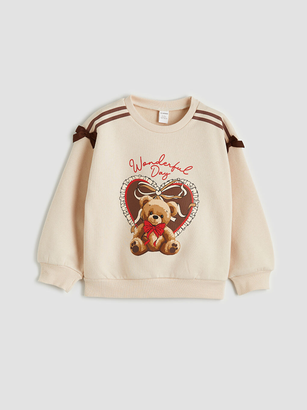 Pembe Ayı Teddy Baskılı Kız Çocuk Kalın Sweatshirt 2'li-1