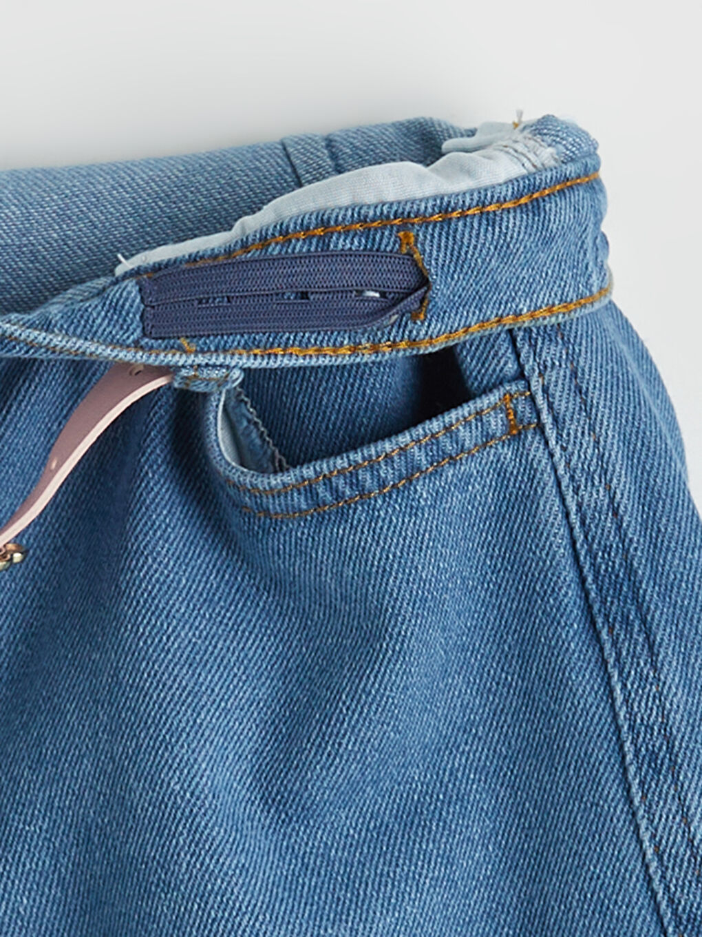 Mavi Balloon Fit Çiçekli Kız Çocuk Jean Pantolon-2