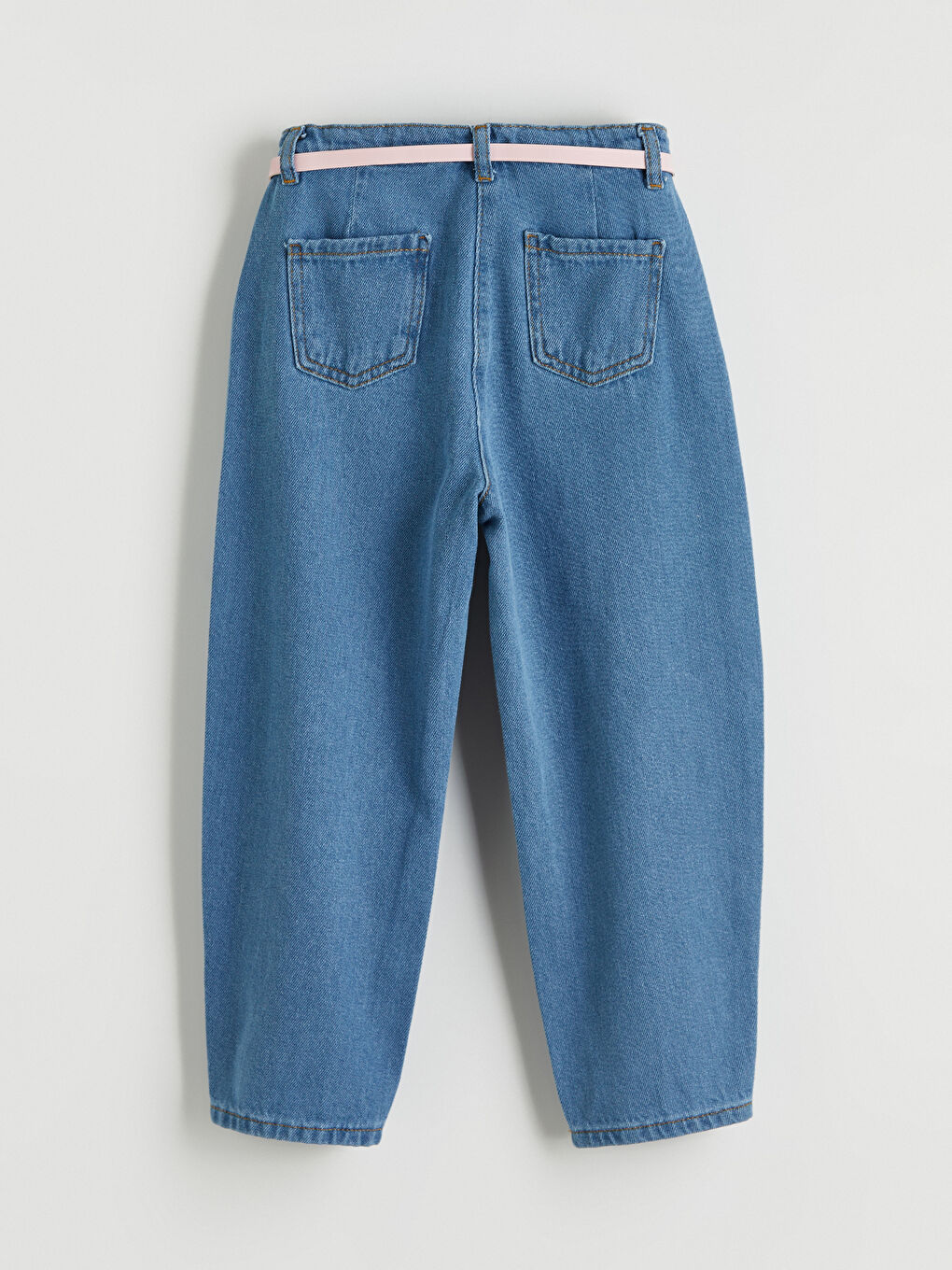 Mavi Balloon Fit Çiçekli Kız Çocuk Jean Pantolon-3