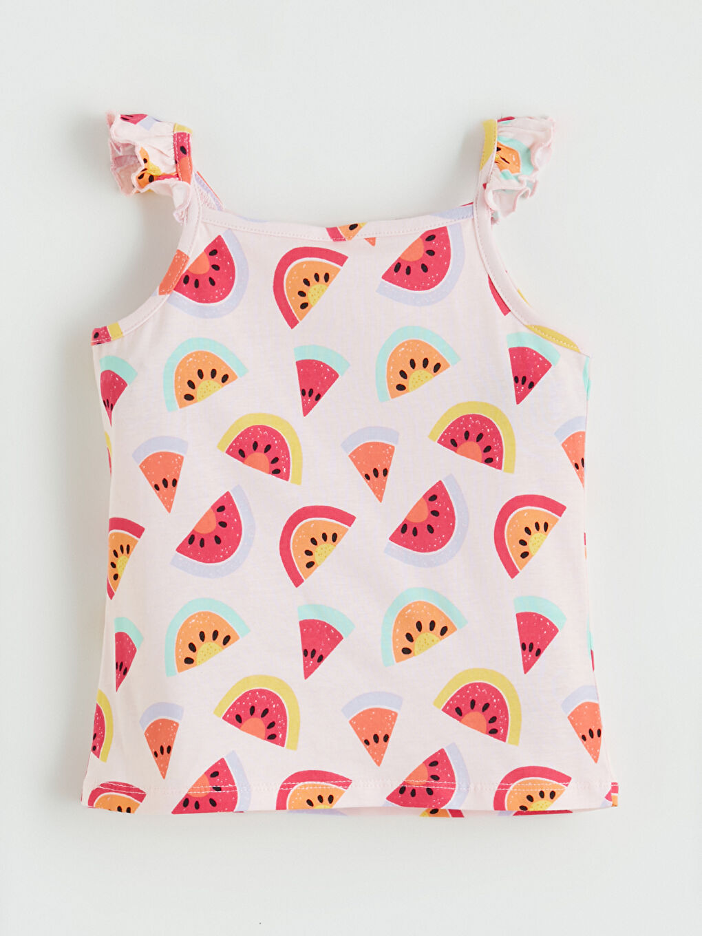 Pembe Kare Yaka Baskılı Kız Çocuk Atlet 2'li-3