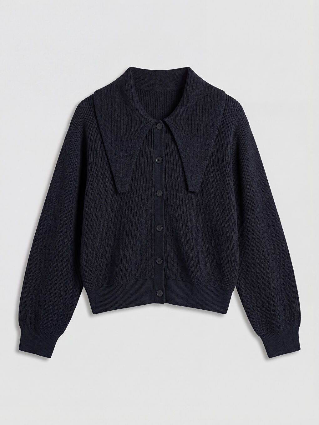 Lacivert Gömlek Yaka Kız Çocuk Triko Hırka