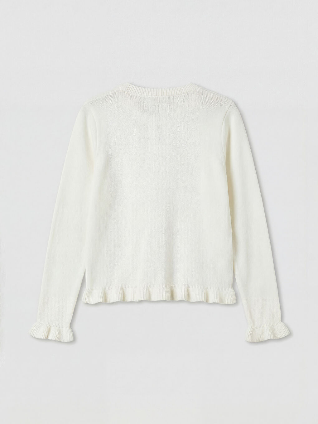 Ekru Bisiklet Yaka Kız Çocuk Triko Hırka-2