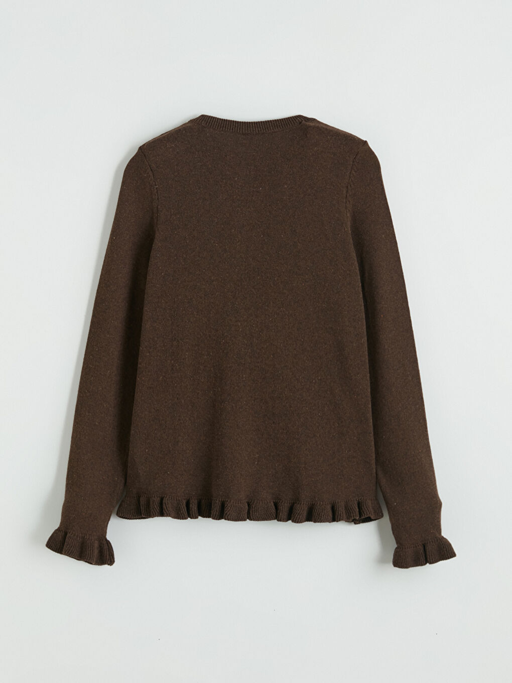 Kahverengi Bisiklet Yaka Kız Çocuk Triko Hırka-2