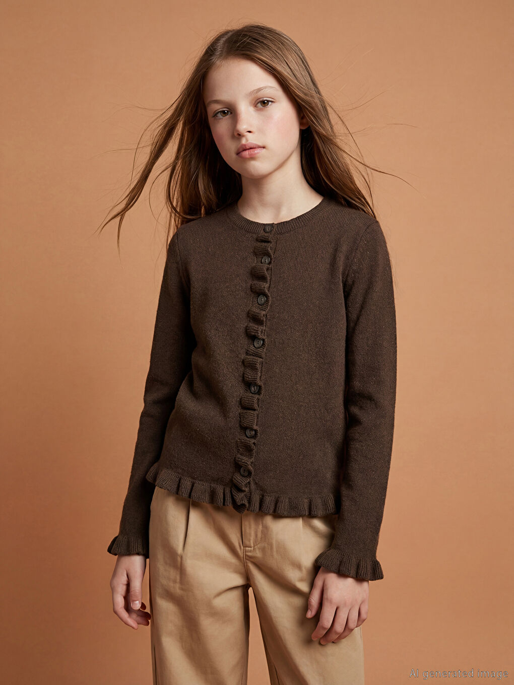 Girl BROWN Cardigan-1