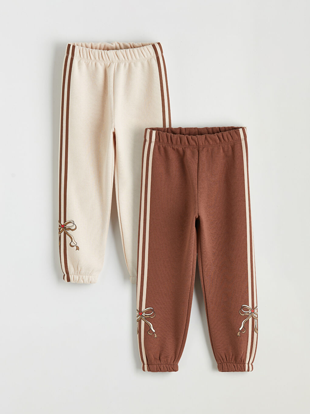 Kahverengi Kız Çocuk Kalın Jogger Eşofman Altı 2'li