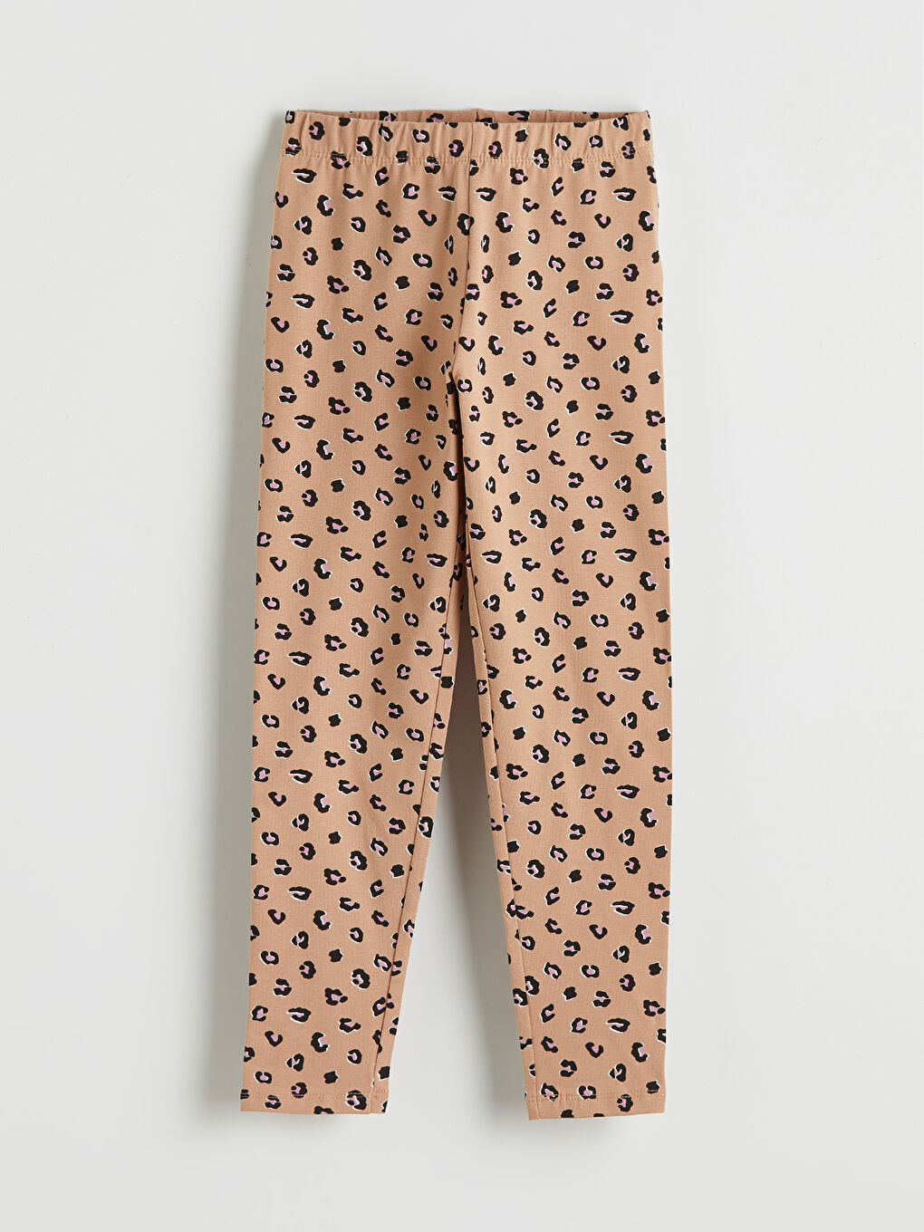 Bej Kız Çocuk Desenli Uzun Tayt