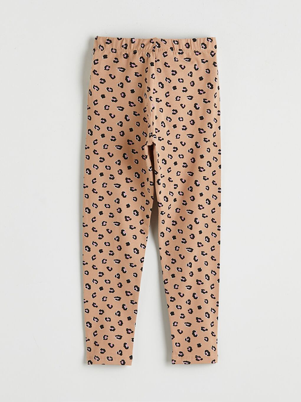 Bej Kız Çocuk Desenli Uzun Tayt-1