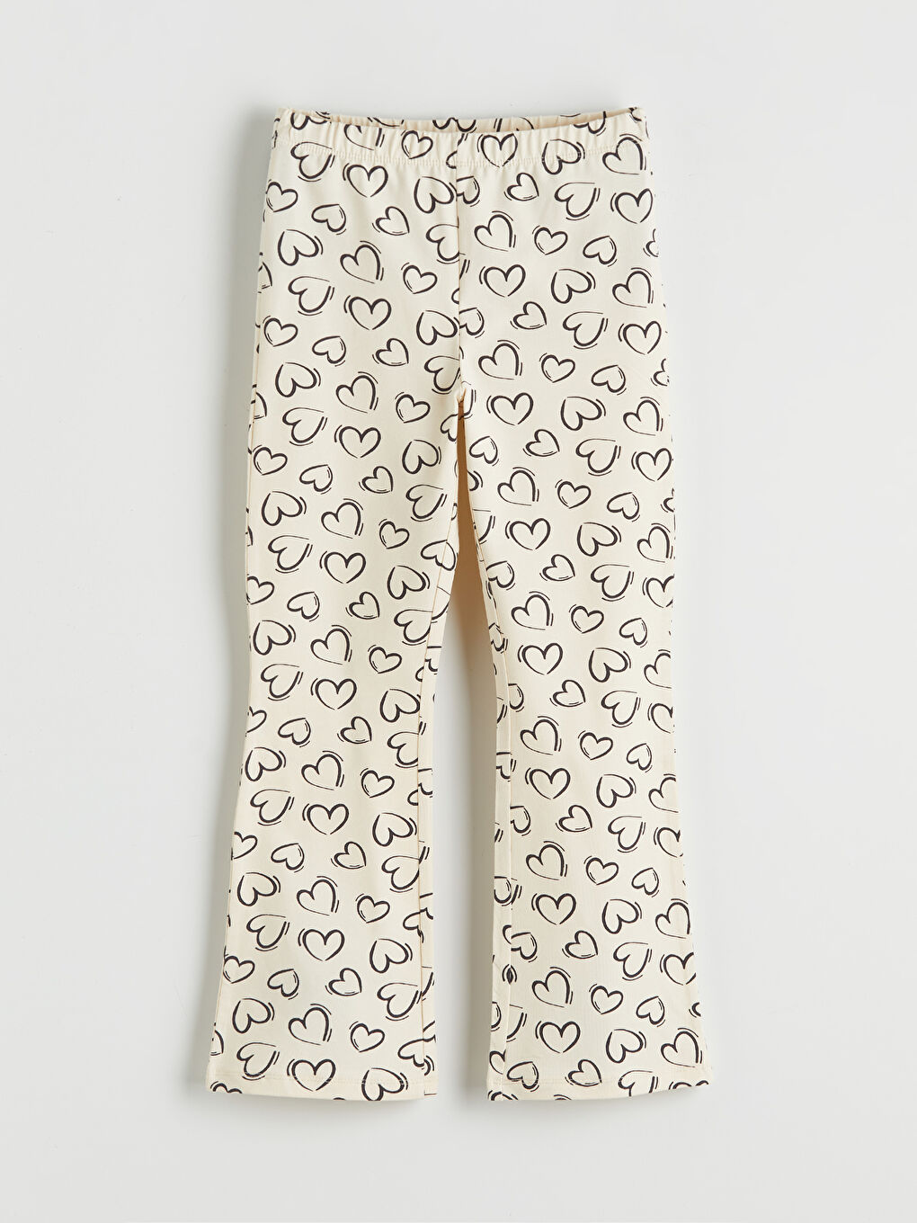 Ekru Desenli Kız Çocuk İspanyol Paça Tayt