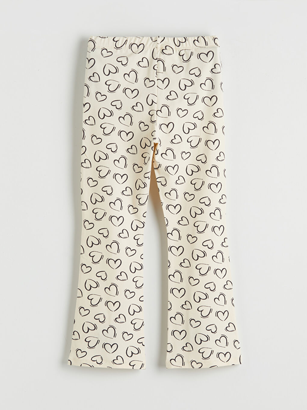 Ekru Desenli Kız Çocuk İspanyol Paça Tayt-1