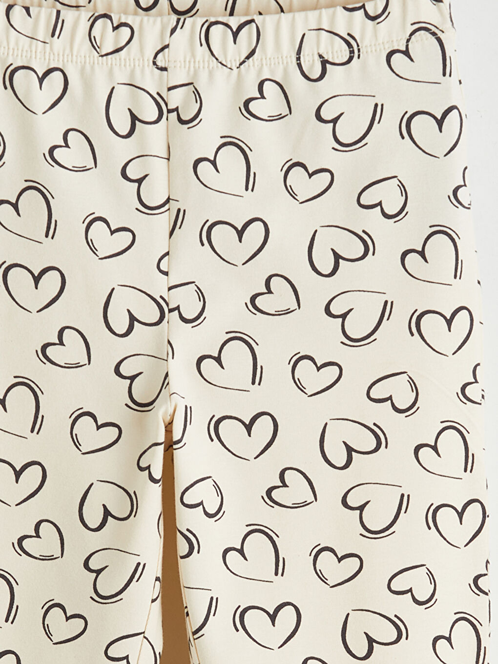 Ekru Desenli Kız Çocuk İspanyol Paça Tayt-2