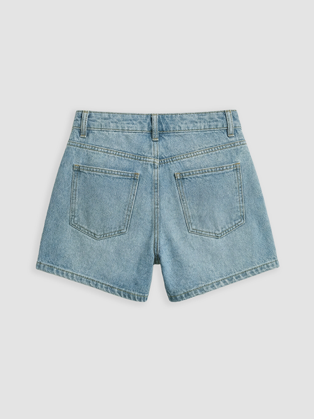İndigo Yüksek Bel Kız Çocuk Jean Şort-1