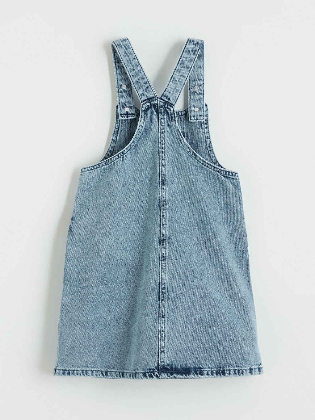 İndigo Kare Yaka Taş İşlemeli Kız Çocuk Jean Salopet-2