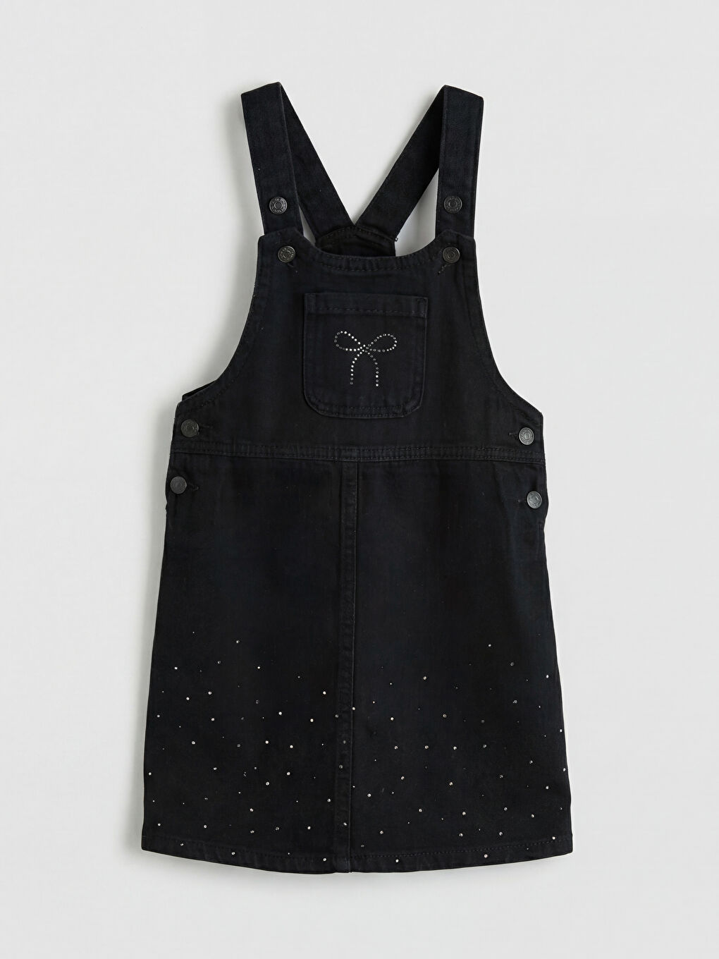 Robe salopette en denim pour fille avec nœud et strass
