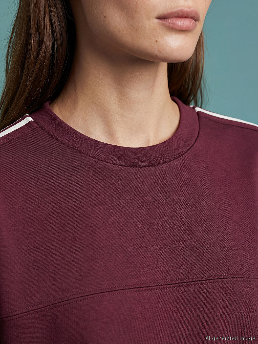 Mürdüm Bisiklet Yaka Oversize Kadın Sweatshirt Tunik-2