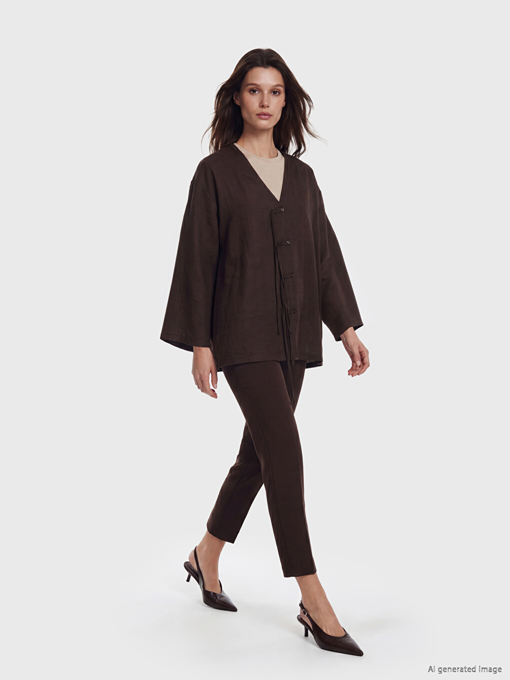 V Neck Oversize Women's Kimono-1