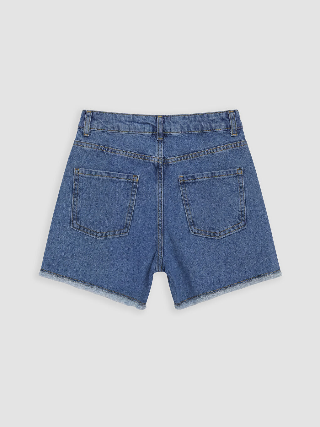 Mavi Yırtık Detaylı Kız Çocuk Jean Şort-1