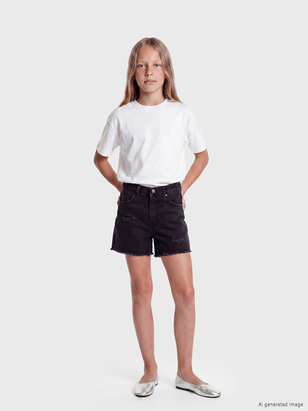 Distressed Detail Girls' Denim Shorts