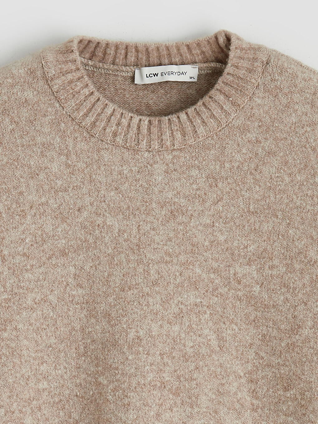 Bej Bisiklet Yaka Oversize Kadın Triko Kazak-5