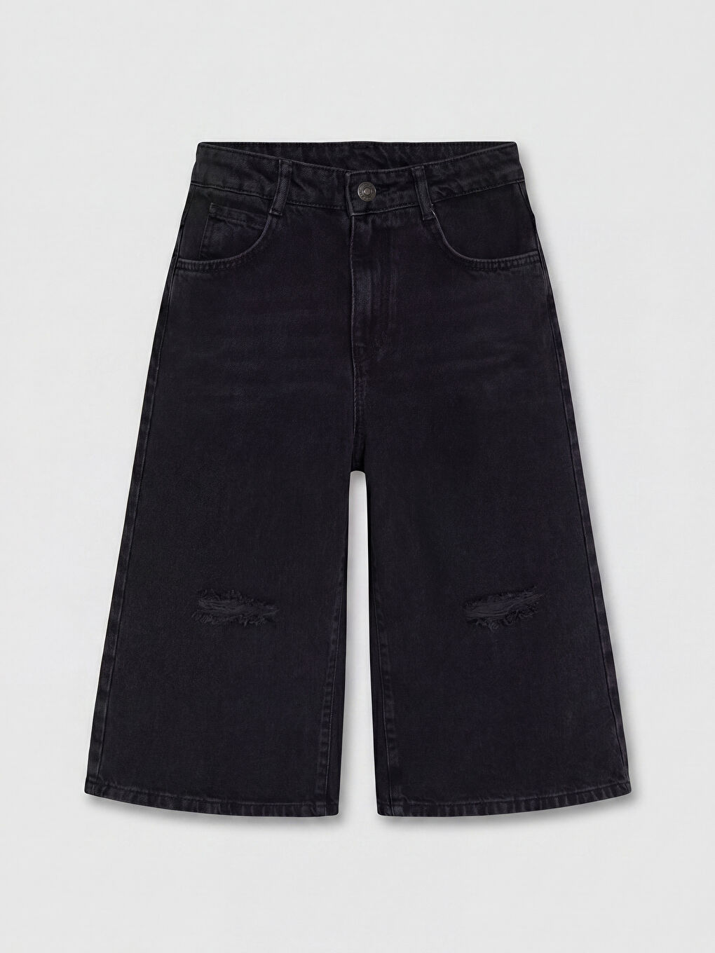 Siyah Yırtık Detaylı Kız Çocuk Jean Şortolon