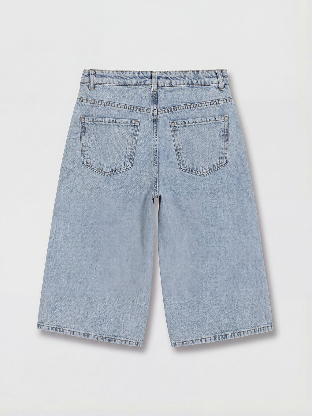 Mavi Yırtık Detaylı Kız Çocuk Jean Şortolon-1