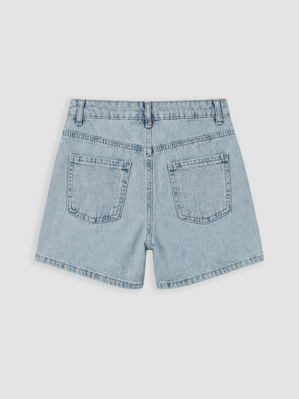 Mavi Stitch ve Angel Baskılı Kız Çocuk Jean Şort-1