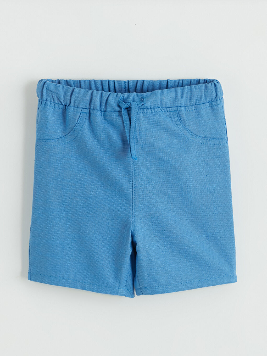Mavi Beli Lastikli Bağcıklı Erkek Çocuk Şort