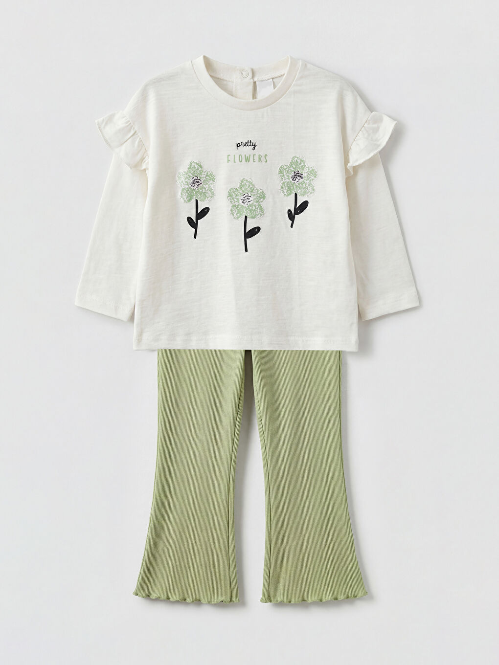 Floral Embroidered Baby Girls' Blouse and Leggings 2 Pack Set