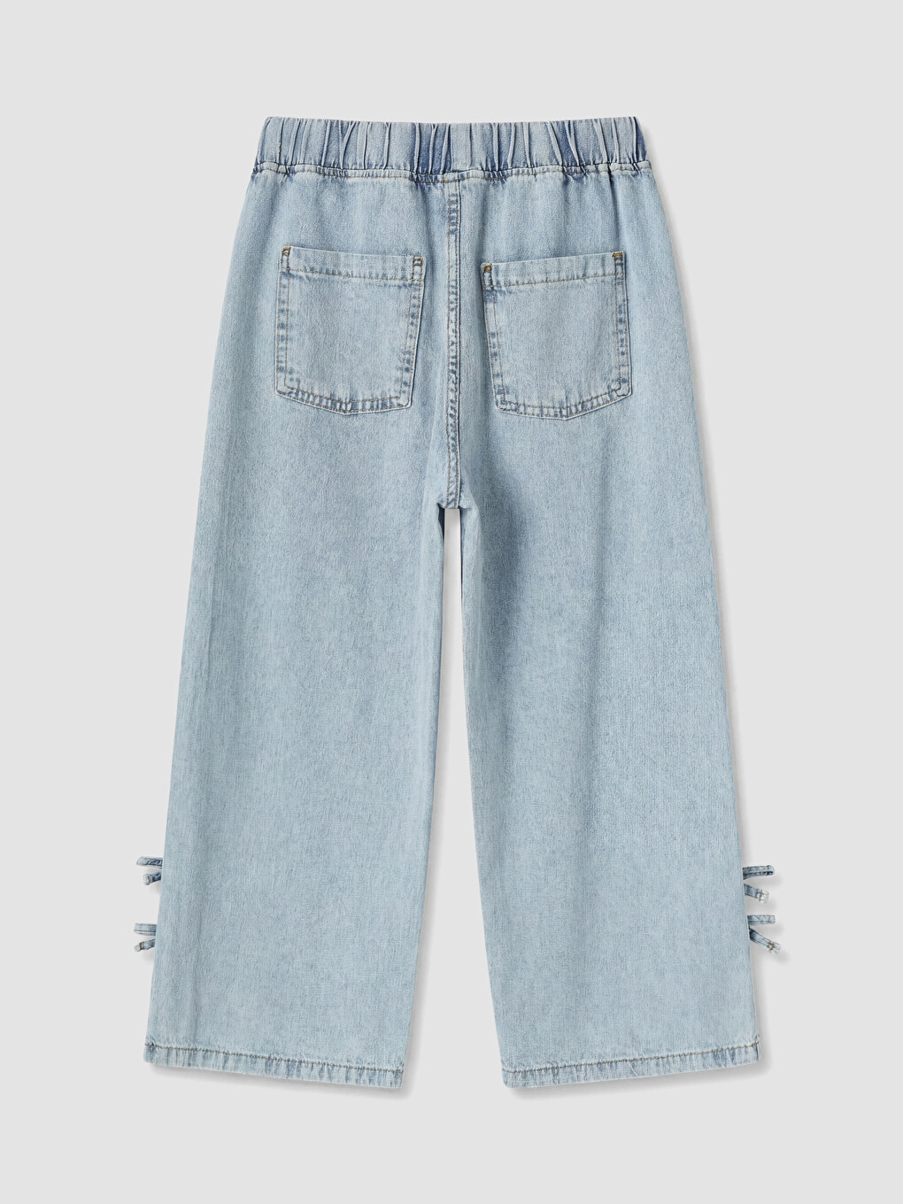 İndigo Fiyonk Detaylı Kız Çocuk Jean Kapri-2