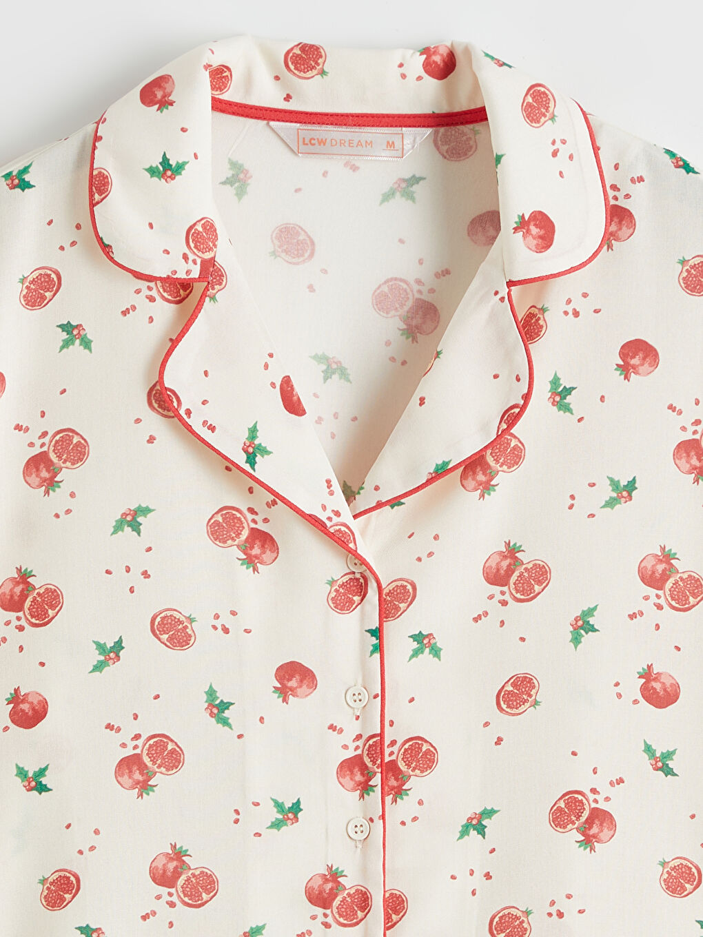 Ekru Gömlek Yaka Desenli Kadın Pijama Takım-6