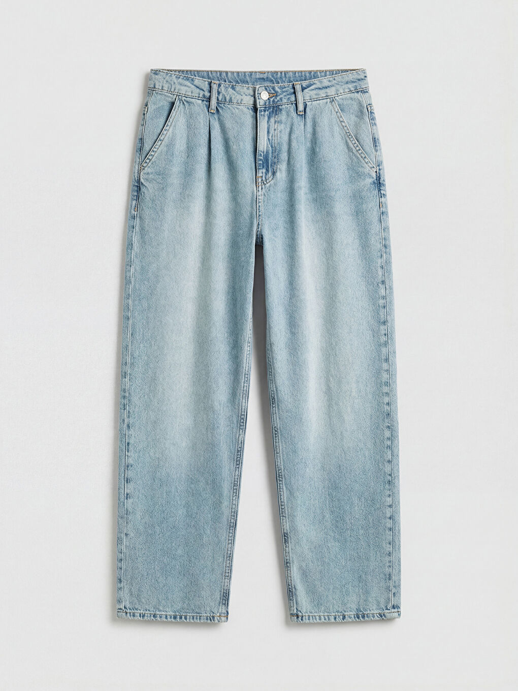 İndigo Yüksek Bel Carrot Fit Kadın Pileli Jean Pantolon-4