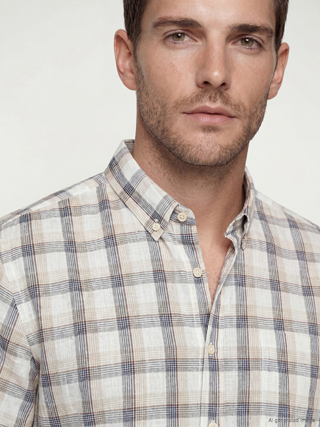 Standard Fit Plaid Poplin Men's Shirt-2