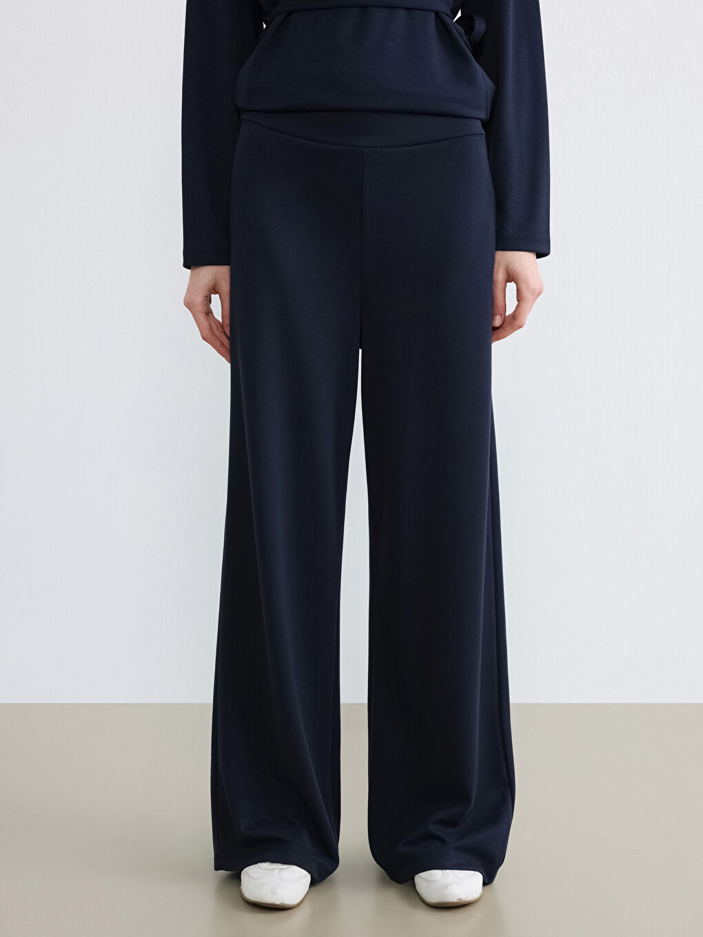 Lacivert Beli Lastikli Soft Touch Kadın Eşofman Altı-1