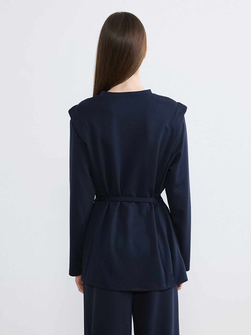 Lacivert Bisiklet Yaka Soft Touch Kadın Sweatshirt Tunik-3