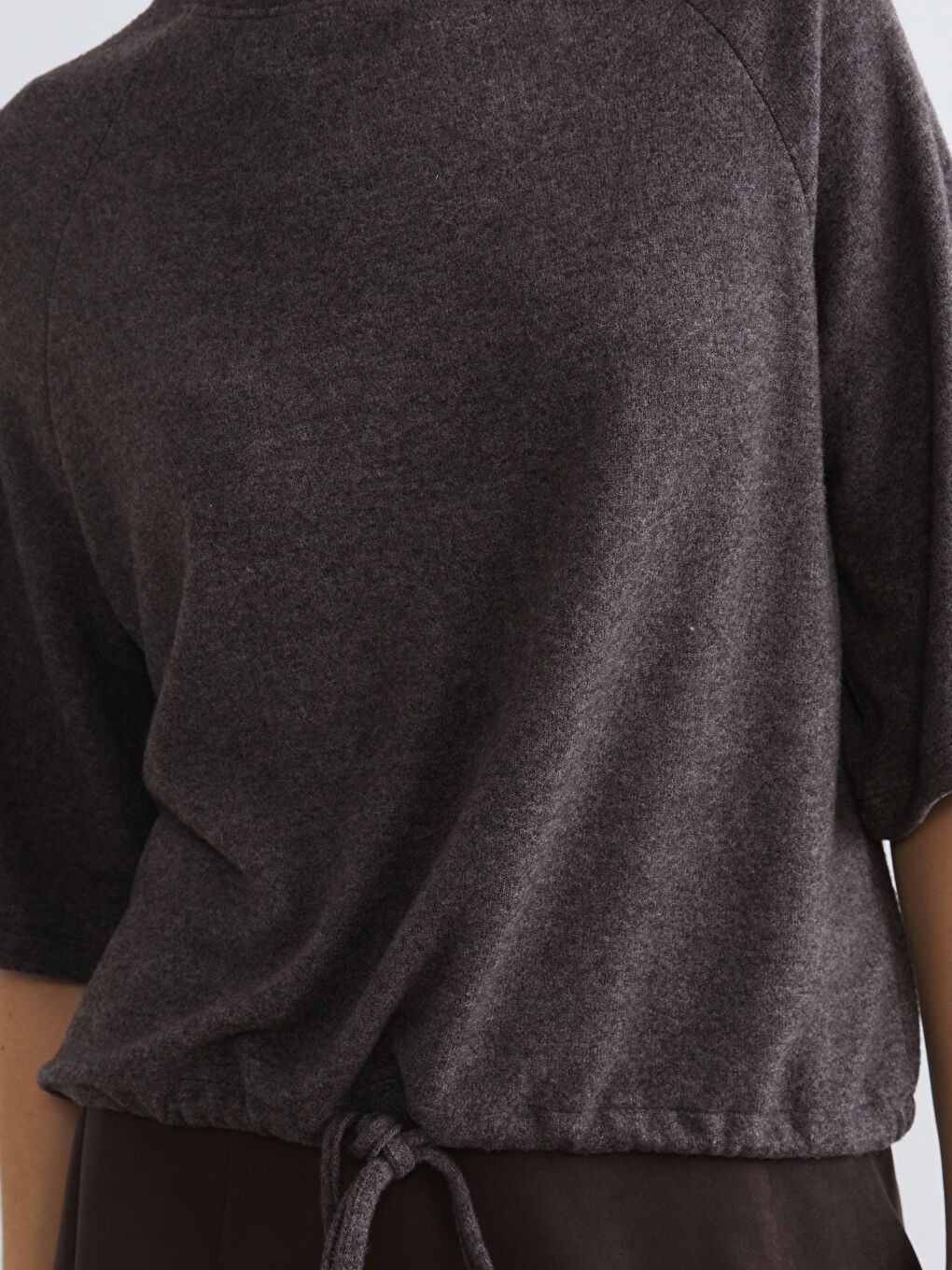 Women's Knit Sweater with Round Neck and Drawstring Waist-5