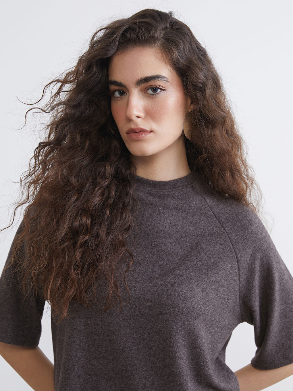 Women's Knit Sweater with Round Neck and Drawstring Waist-1