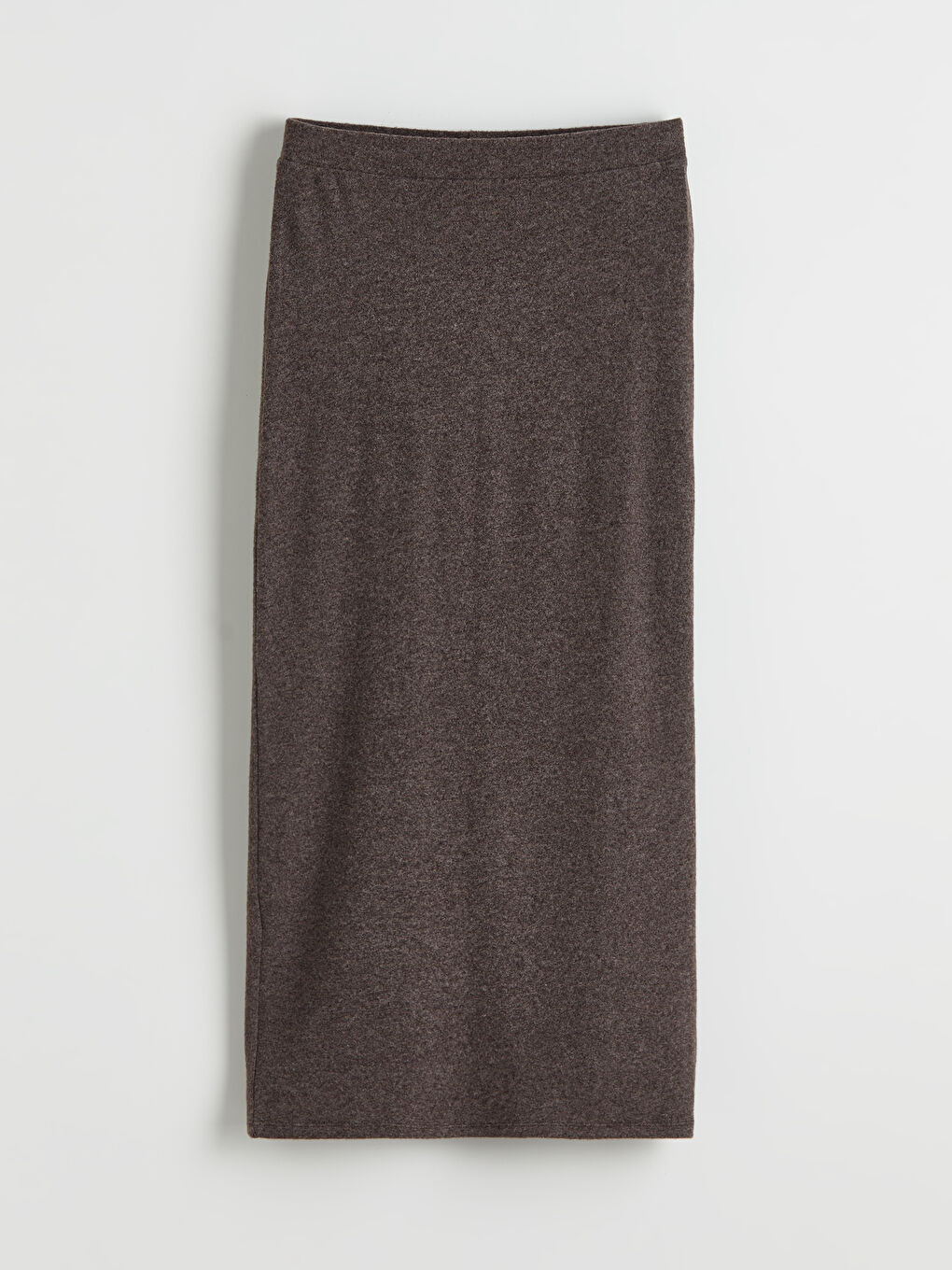 Kahverengi Beli Lastikli Yırtmaçlı Triko Etek