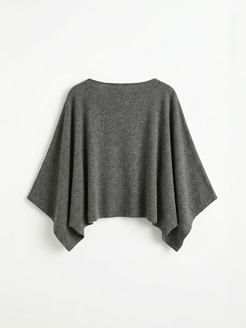 Antrasit Kayık Yaka Oversize Kadın Triko Panço-1
