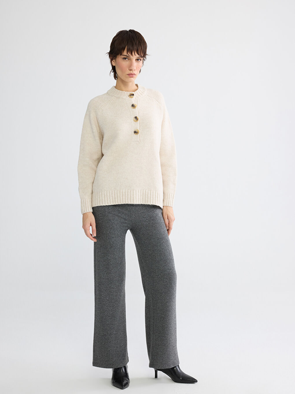 Women's Knit Trousers with Elastic Waistband