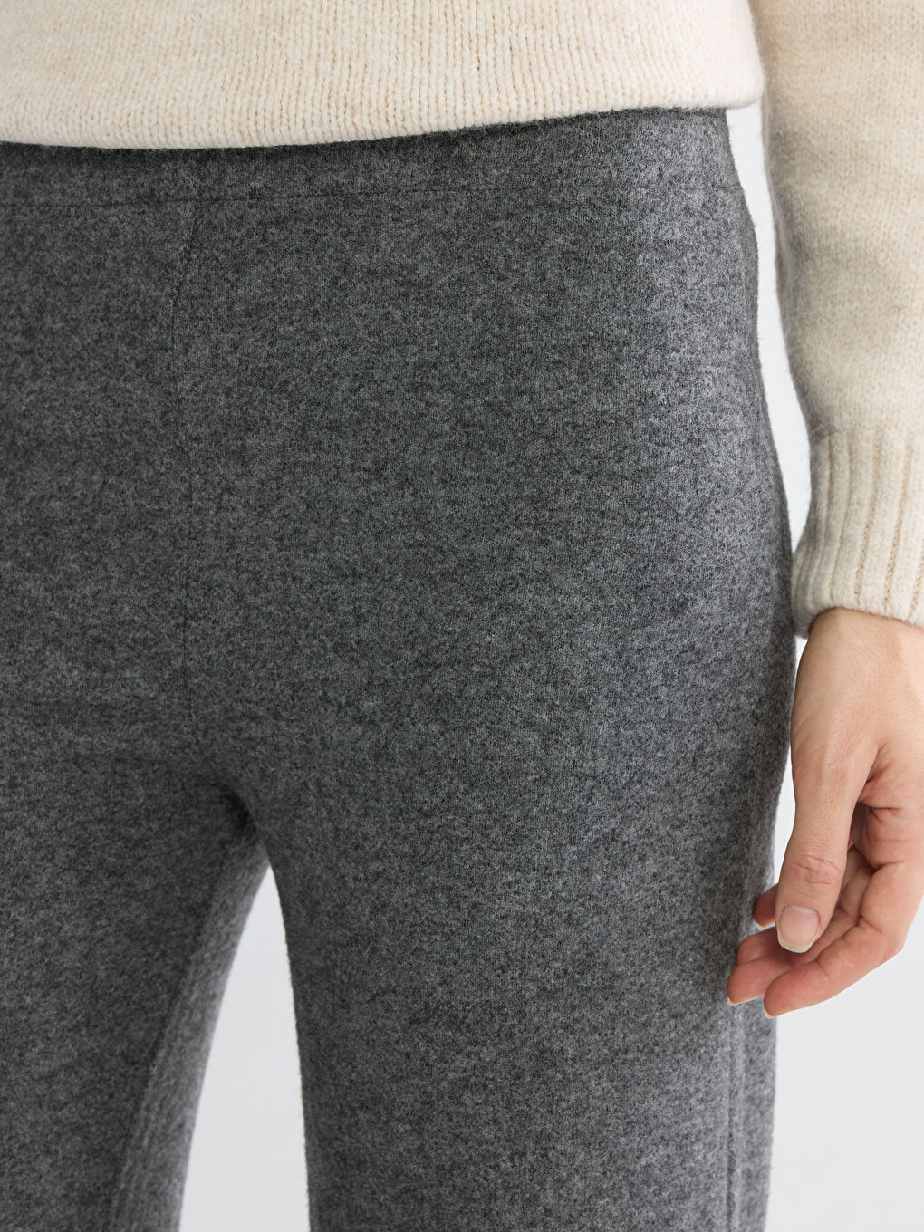 Women's Knit Trousers with Elastic Waistband-2