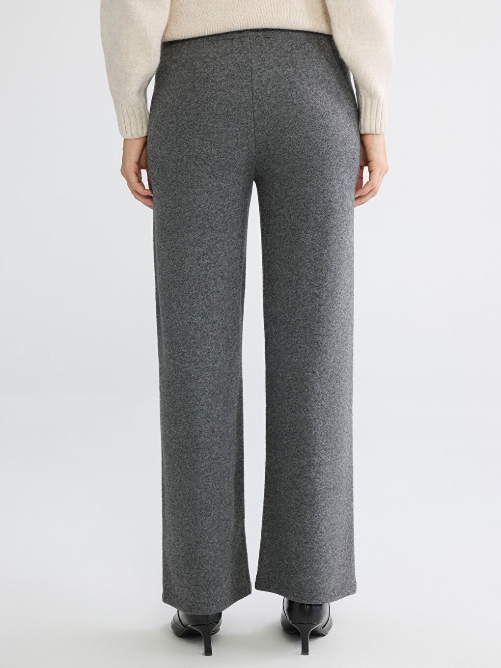 Women's Knit Trousers with Elastic Waistband-3